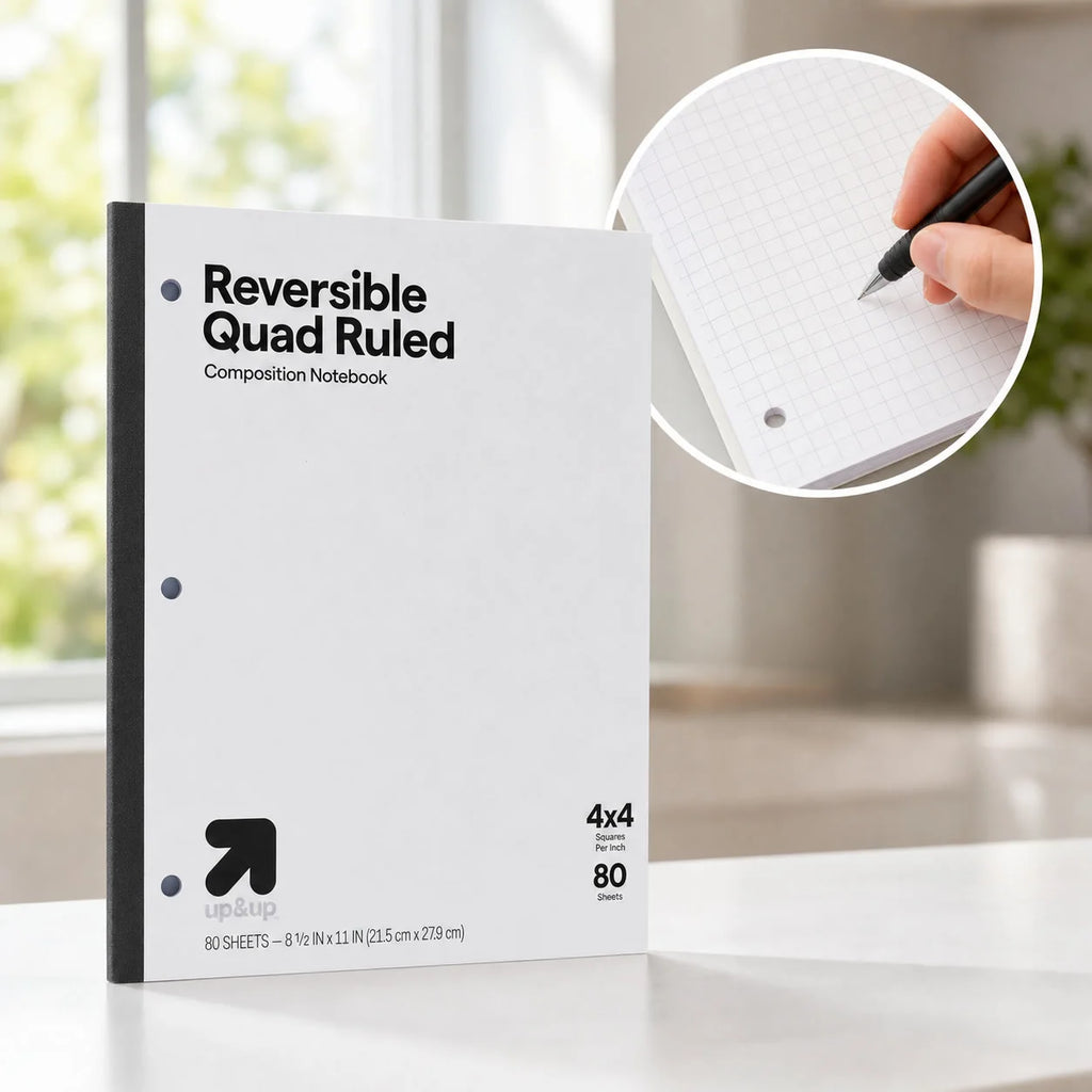 1pcs Reversible Quad Ruled Composition Notebook, Graph Grid Pages, Perforated Sheets, Durable Tape Binding, School College Use