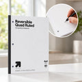 1pcs Reversible Quad Ruled Composition Notebook, Graph Grid Pages, Perforated Sheets, Durable Tape Binding, School College Use
