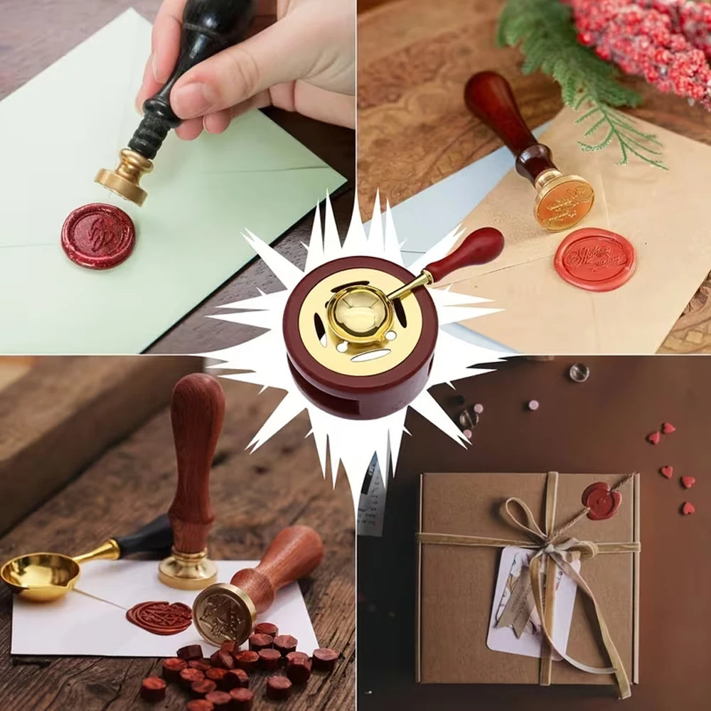 Custom Wax Seal Stamp Kit Personalized Image/LOGO Customized Wax Sealing Stamp with Melting Spoon set for Wedding Invitation Wax