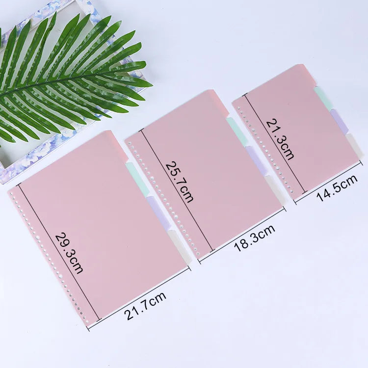 Notebook 4-color Plastic Pp Classification Page B5 Workbook Partition Page A5 Loose-leaf Coil Book Index Tab