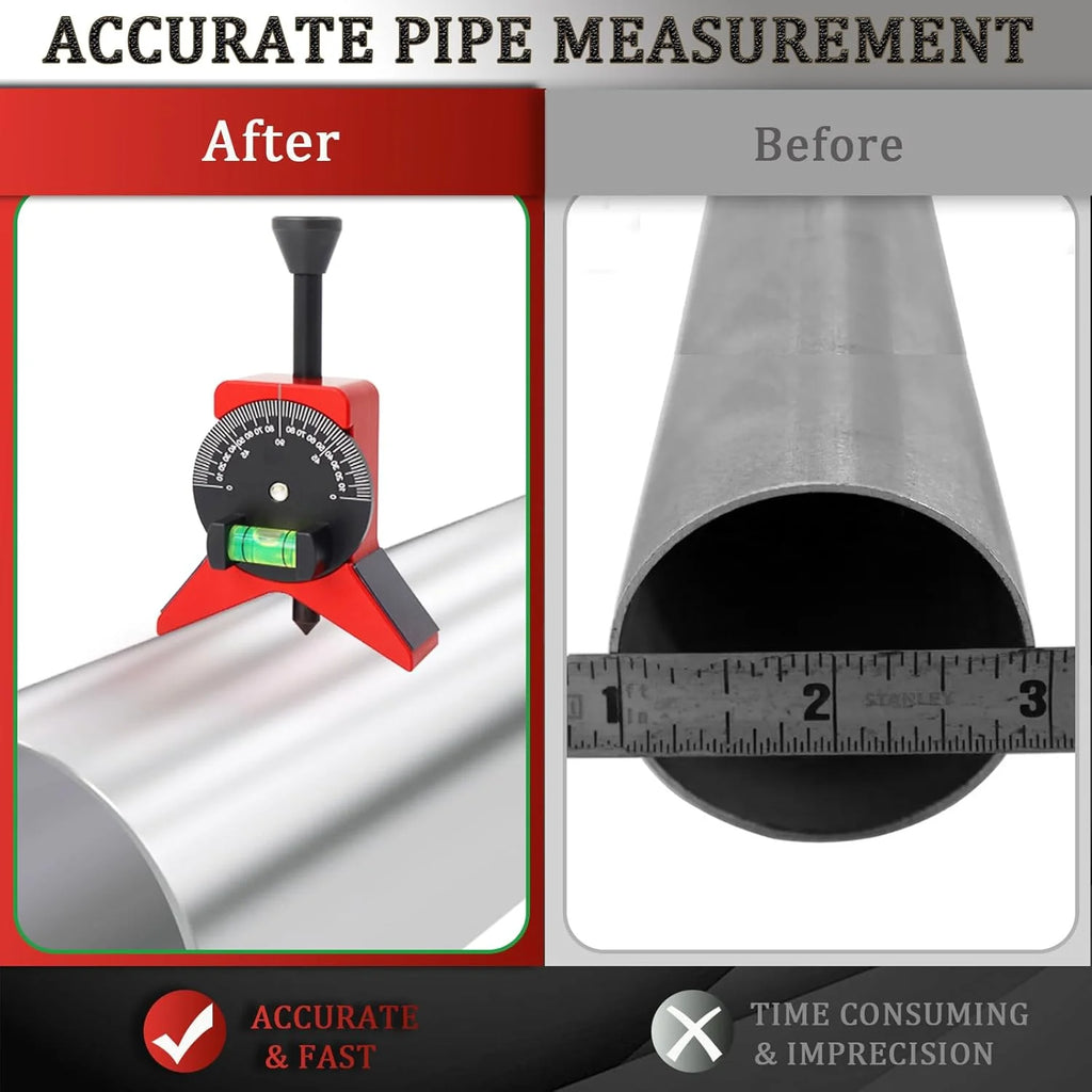 Pipe Center Finder, Pipefitter Tools W/Magnetic Centering Head Y-Type Pipe Fitting Tools W/Adjustable Dial Bubble Protractor