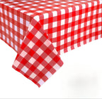 Retro Pink Gingham Tablecloth 54"x108"| Heavy-Duty Waterproof Plastic for Picnics&Coffee Shop Decor |  Party Backdrop