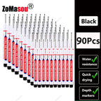 1-90Pcs Waterproof White Long Head Markers Pen 2cm Woodworking Deep Hole Marker Pens Metal Carpenter Black/Red/Blue/Green Ink