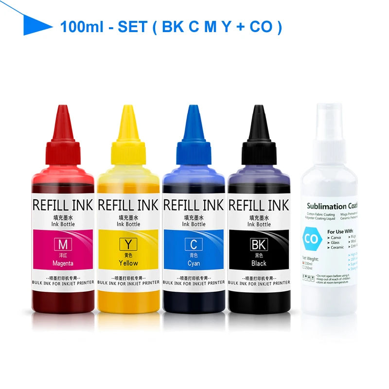 Universal Sublimation ink with Coating for Epson desktop printer heat transfer for T-shirt face mask cotton Mugs 100ml