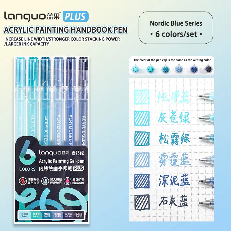 Languo 6/24/36/54/72/90 colors Acrylic Painting Handbook Pens Multi-Color Gel Pen Student Neutral Pen Writing Marker Stationery
