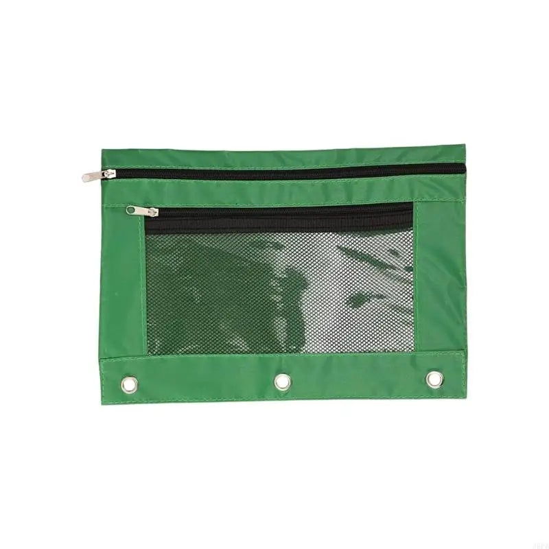 Double Zipper Pen Bag 3 Rings Binders Pencil Case File Bag Pencil Box For Erasers Rulers Markers Storage