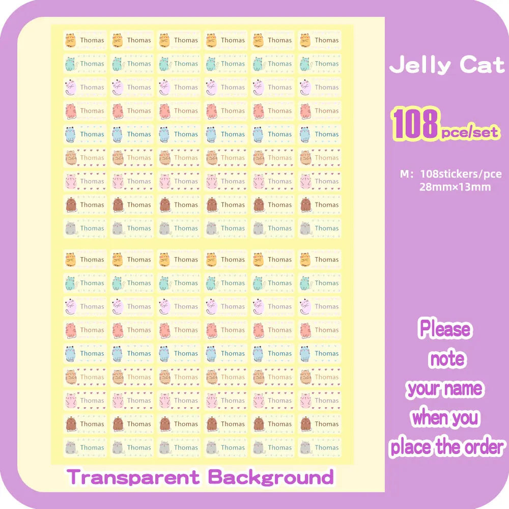 Custom Name Sticker for Kids School Clothes Waterproof Iron on Clothing Tags Transparent Label Personalized Child Washi Stickers