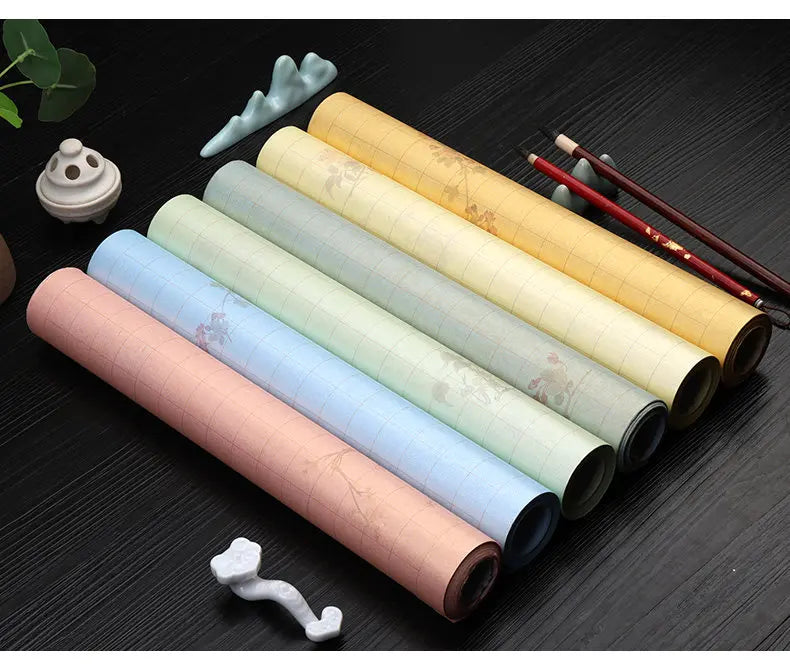 Sumi Art Wax Dye Pearlescent Ink Colorful Half Ripe Rice Paper Xuan Paper Scroll Multicolor Brush Calligraphy Creation Work Roll