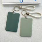 1Pc Solid Color Student Bus ID Card Protective Cover Keyring School Access Door Card Credit Card Holder Bag Set Key Chain