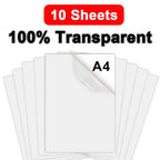 100% Transparent Printable Vinyl Sticker Paper Self-adhesive 10 Sheets A4 Glossy White Copy Paper DIY Labels for Inkjet Printer