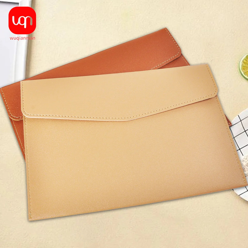 WQN-1PC PU Leather Document Bag A5, Wear-Resistant, Large Capacity, Waterproof, Suitable for Office and School Document Storage