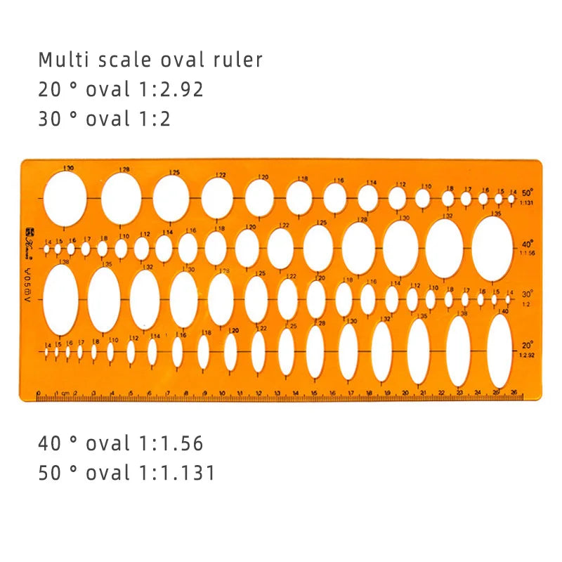 Template Measuring Ruler Circular Oval Ruler Durable K Resin Drawing Design Furniture Architect Template Drafting Ruler
