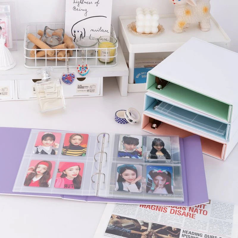 A5 Binder Photocards Magnetic D 3/7 Ring Kpop Photo Album Photocard Holder Collection Book Macaron Binder 1 2 4 Pocket Sleeves