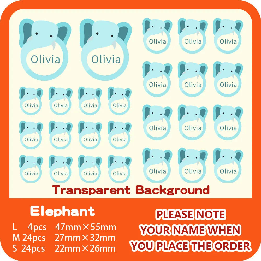 Custom Transparent Self-adhesive Baby Name Sticker Customised Kindergarten Tag in Hebrew Personalized Waterproof Stickers Label