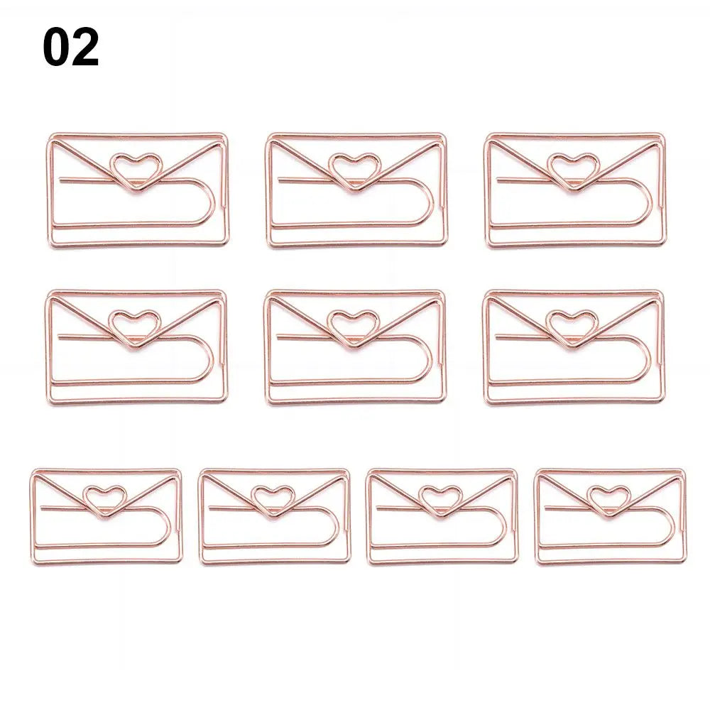 50/20pcs Love Diamond Crown Envelope Stationery Photo Tickets Office Supplies Metal Book Paper Clip Paperclips Mini Binder Clips