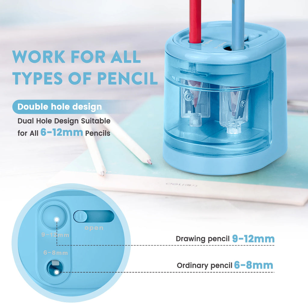 Eagle Auto Pencil Sharpener, Battery or USB Operated, Dual Holes, Dual Blades,  Portable,Office,School Supplies Stationery