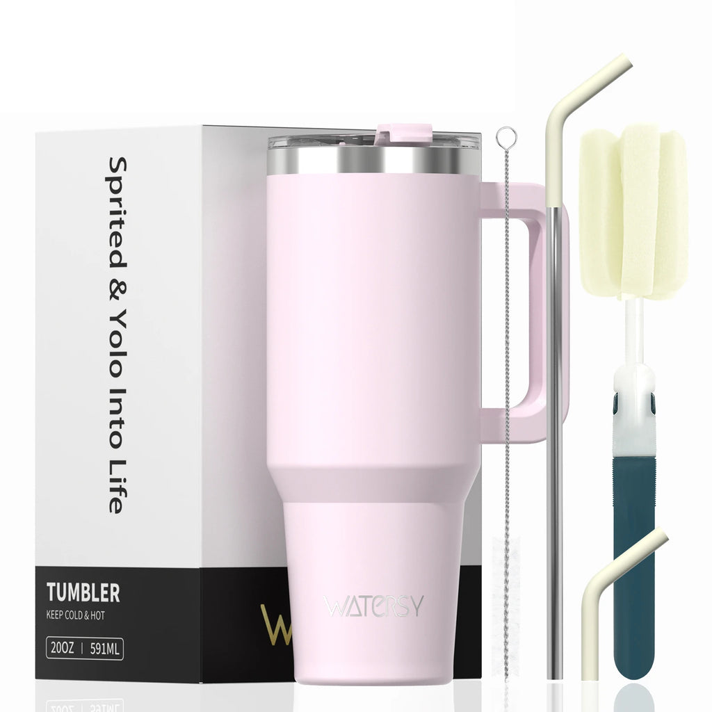 WATERSY Large Capacity 30/40oz Stainless Steel Tumbler with Handle And Straw Double Vacuum Insulated Thermal Coffee Mug