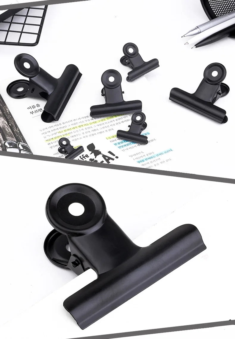 10-Pack Black Metal Paper Clip Office Stationery Small Book Fixing Clip Sketching Board Clip Household Supplies