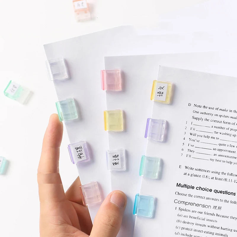 10PC Acrylic Push Clip Pusher Transparent Paper File Document Classification Clips Stationery Index Holder Clamp Office Sorting