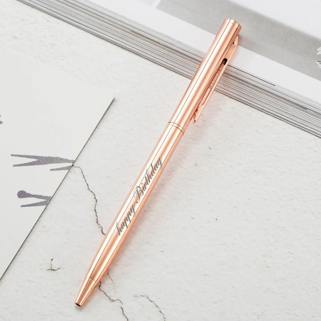 New Metal Ballpoint Pen Rose Gold Pen Custom Logo Advertising Ballpoint Pen  Lettering Engraved Name School&office Supplies