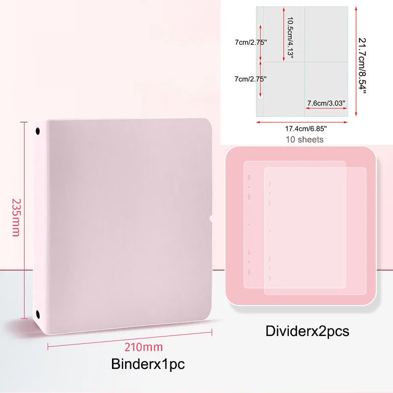 A5 3 Ring Binder Kpop Photocards Holder Photo Album Pocket Sleeves Clear Photo Card Collect Book Loose-leaf Binder Sheet Inserts