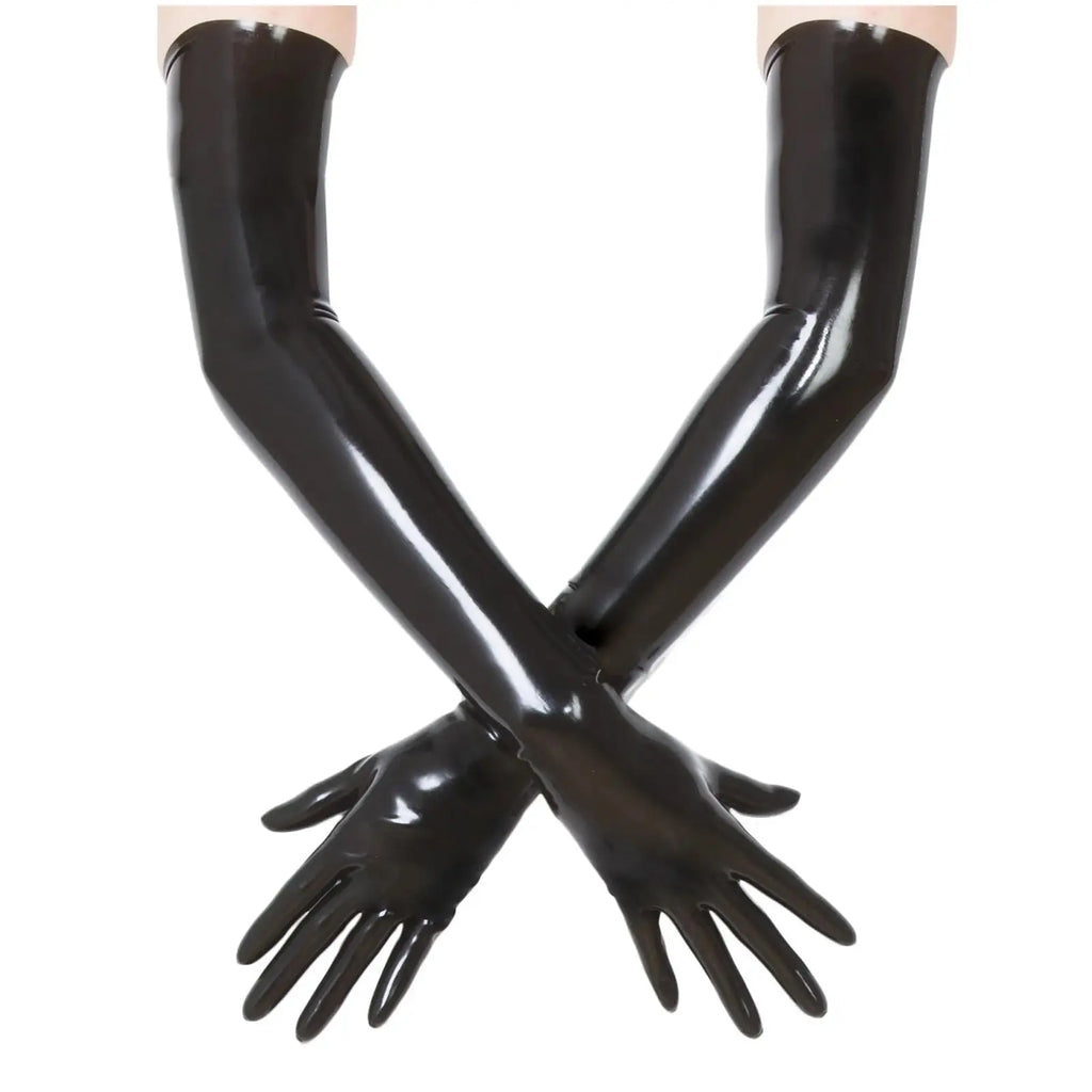 Red Latex Long Gloves Opera Latex Moulded Rubber Gloves Club wear Costumes