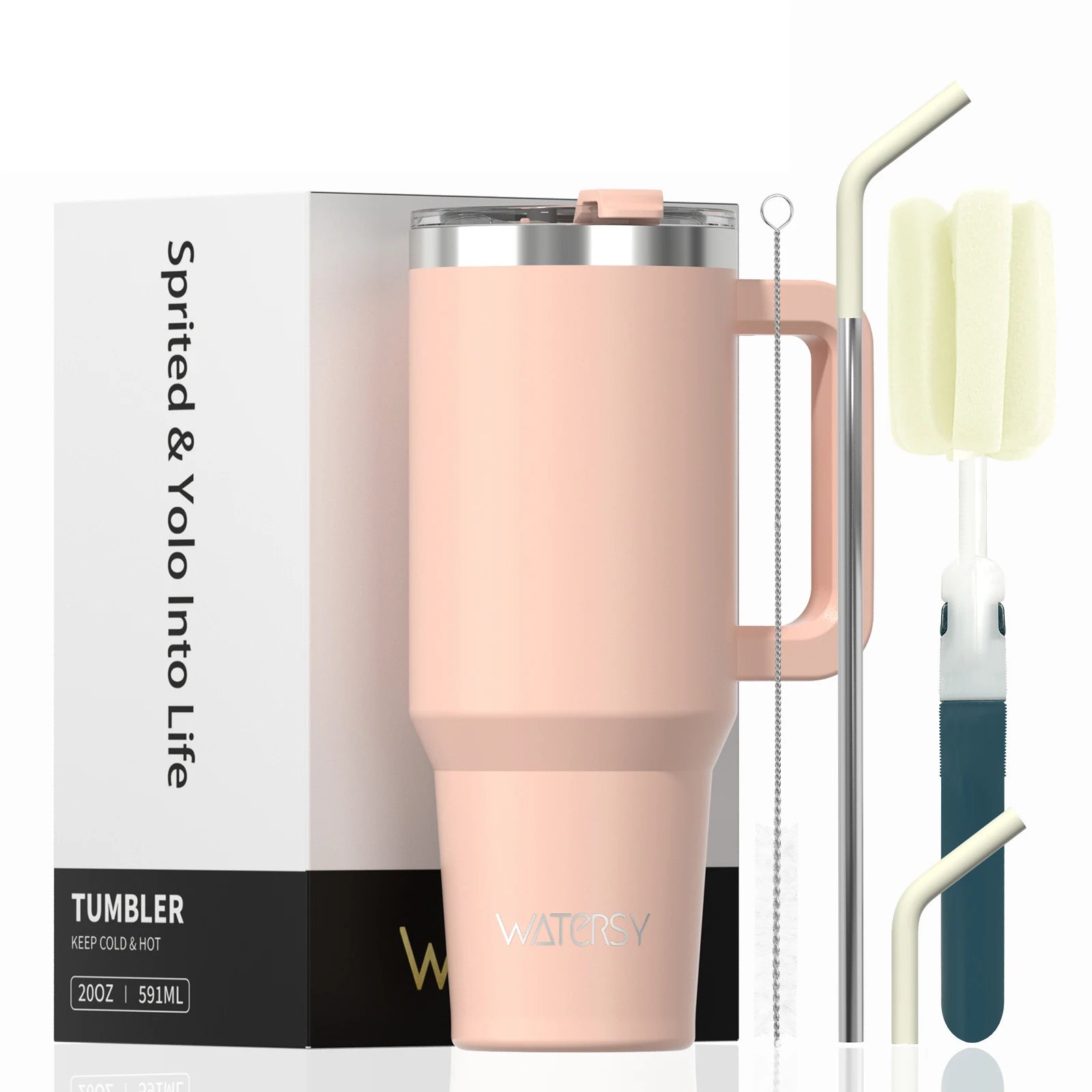 WATERSY Large Capacity 30/40oz Stainless Steel Tumbler with Handle And Straw Double Vacuum Insulated Thermal Coffee Mug