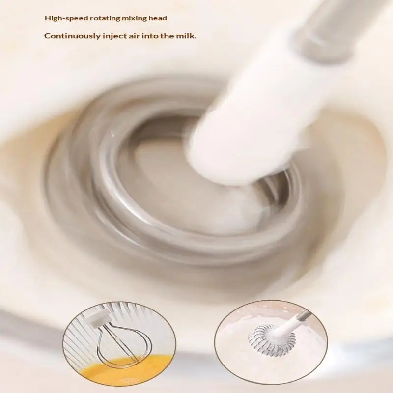 Milk Frother Machine Wireless Electric Mixer, Hands - Free 2 In1 Whisk, 3 - Speed Rechargeable For Baking/Coffee Frothing