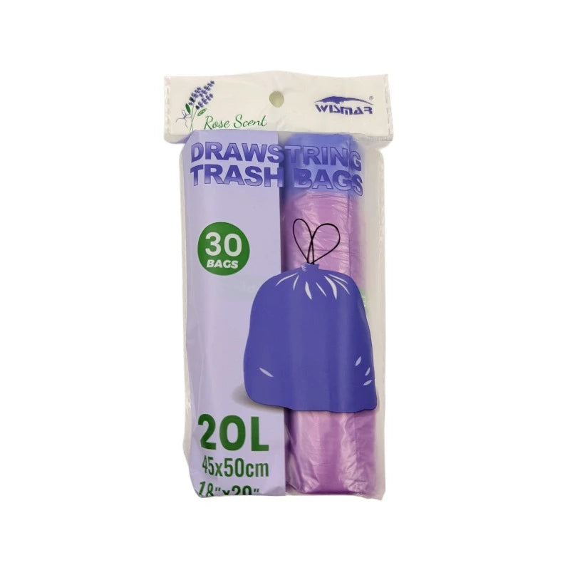 20L Scented Drawstring Trash Bags Floral Fragrance Rose Lavender Lemon Vanilla Heavy Duty Kitchen Bathroom Office Garbage Bags