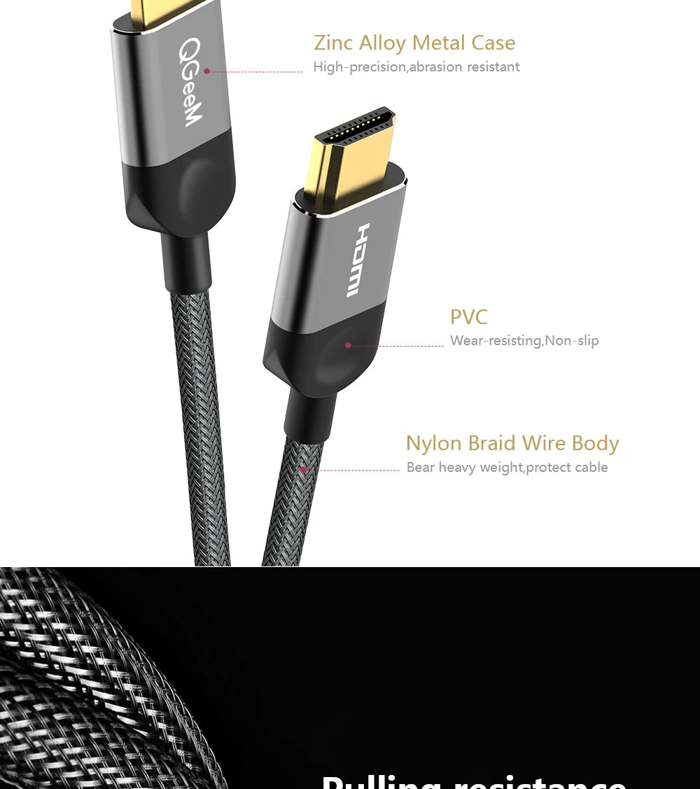 QGEEM HDMI-Compatible Cable HDMI to HDMI 2.0 Cable 4K for Xiaomi Projector Nintend Switch PS4 Television TVBox xbox Cable HDMI