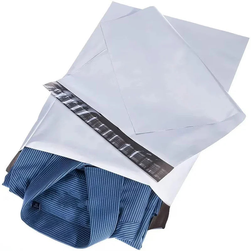50pcs/Lots White Courier Bag Express Envelope Storage Bags Mail Bag Mailing Bags Self Adhesive Seal Plastic Packaging Pouch
