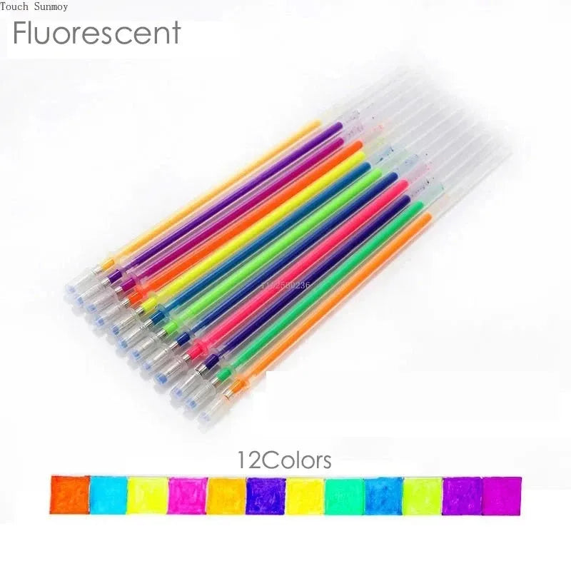 12-100pcs Glitter Pen Refills Set Flash Multicolor Gel Pen Refill Core DIY Art Writing Painting Graffiti Pen Refills Supplies