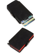 Rfid Credit Card Holder Luxury Split Leather Wallet Men Metal Slim Thin  Minimalist Wallet Bank Cardholder Case Travel Wallet