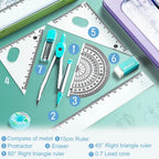 Student compass Protractor clear scale accurate mathematical geometry games school stationery 7 pieces per set