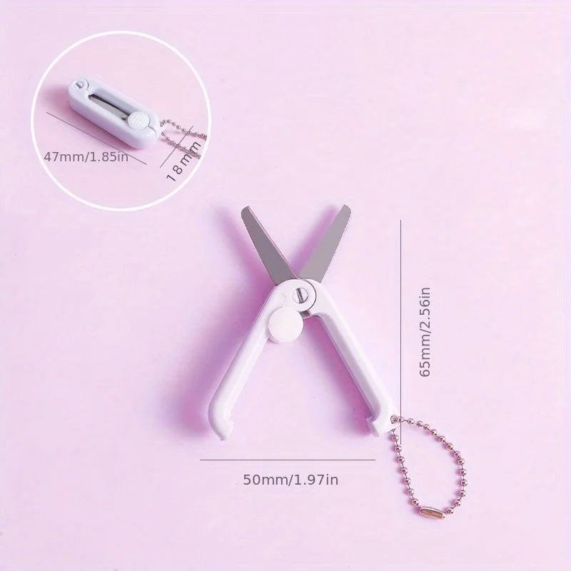 1pc Mini Portable Folding Scissors Creative In Pastel Colors Stainless Steel Paper Cutting Art Projects Office School Supplies