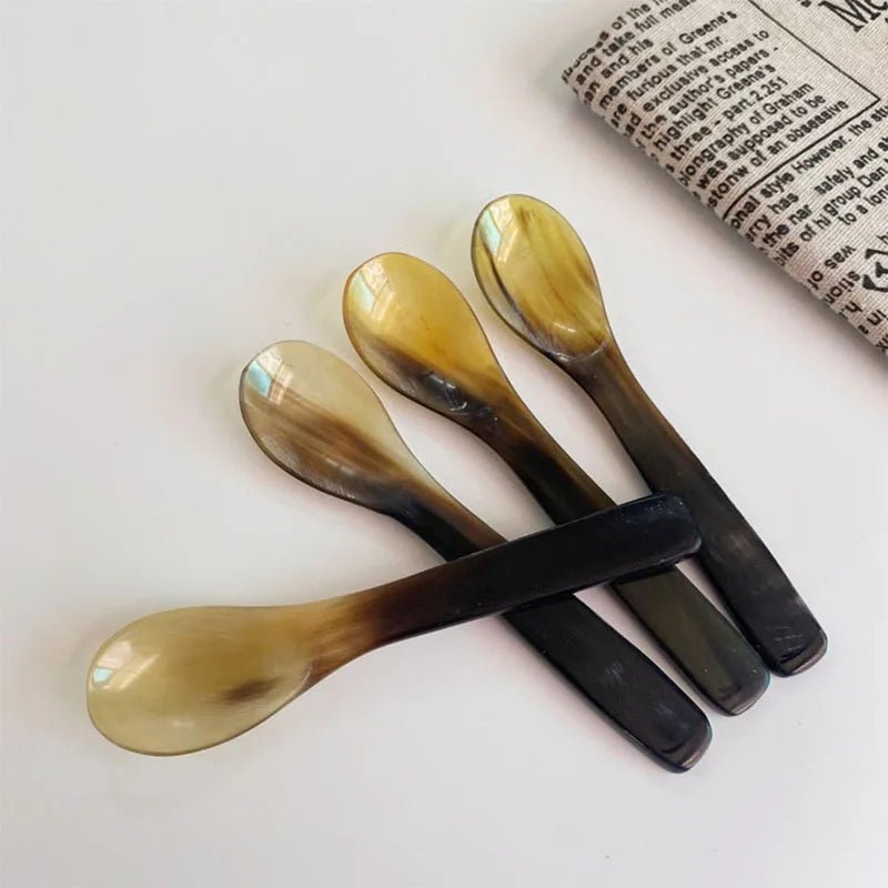 Water Buffalo Horn Spoon Exquisite Western Cuisine Spoon Kitchen Tools Creative Dessert Spoon Long Handled Spoon Horn Products