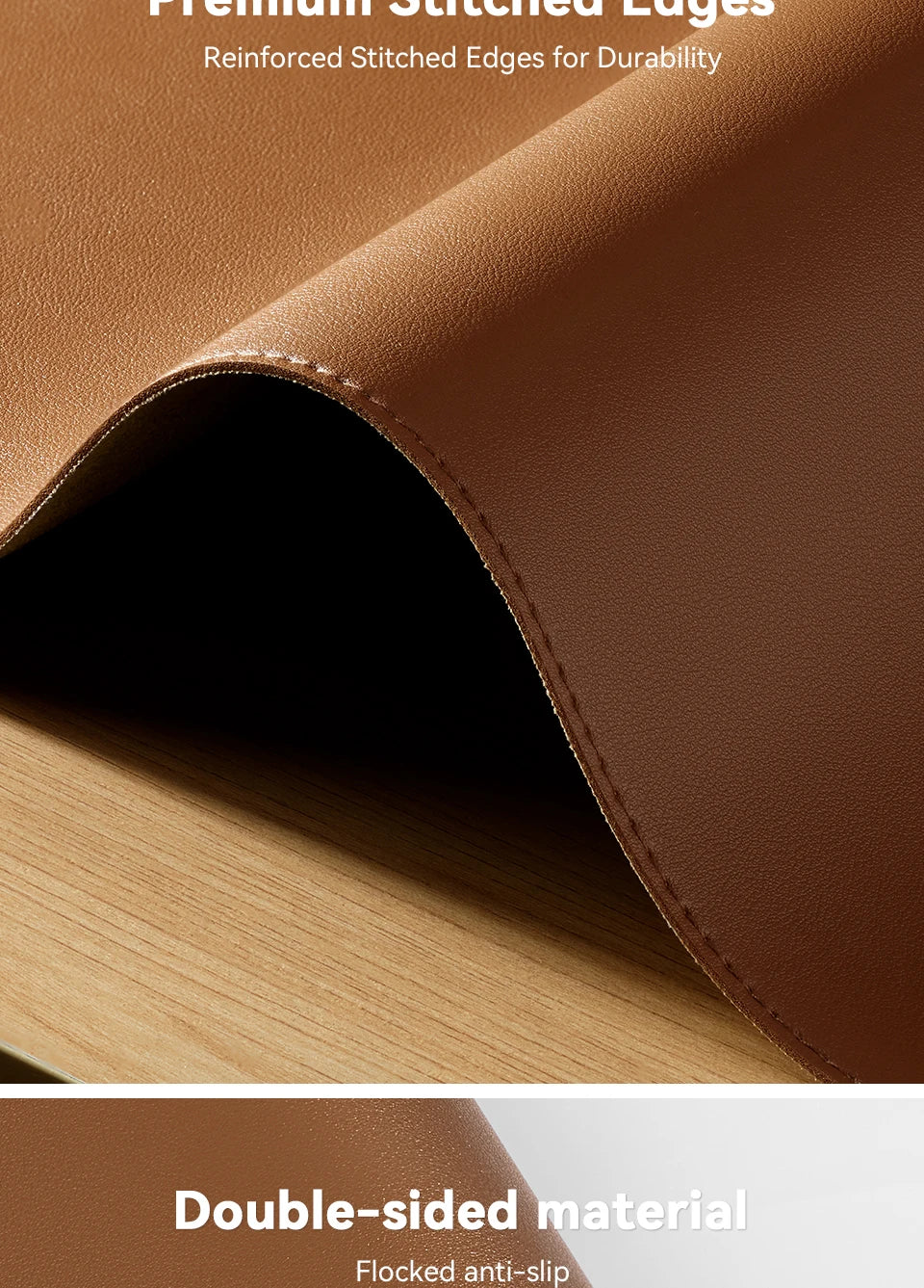 Desk Pad Protector, Mouse Pad, Office Desk Mat, Non-Slip with Stitched Edges PU Leather Desk Blotter for Office Home School