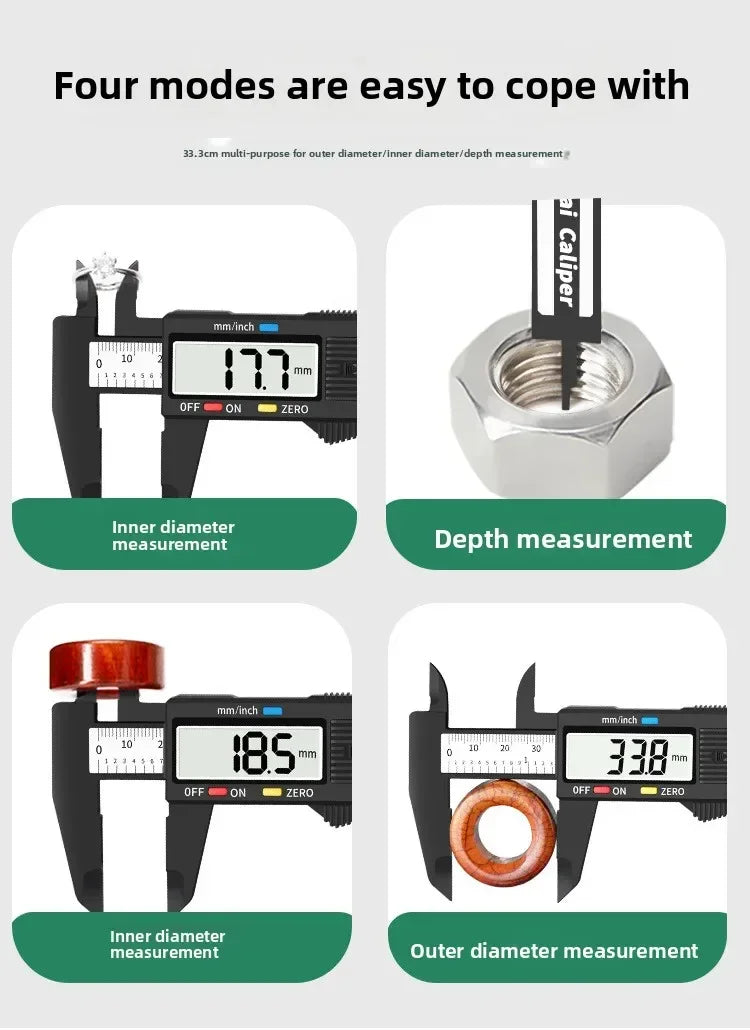 100/150mm Digital Caliper Vernier Caliper Gauge Measuring Tool for Carpentry Tools with Carbon Fiber Dial and Electronic Ruler
