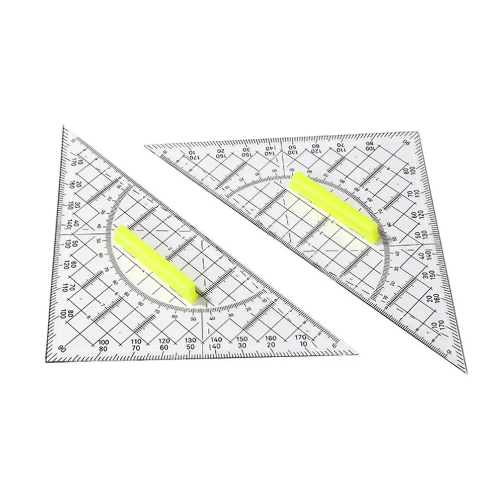 Professional Plastic Set Square Drafting Tools Transparent Angle Protractor Geometry With Handle Scale Ruler School Office