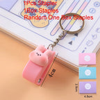 1-3sets Portable Cartoon Animal Mini Trumpet Stapler Paper Binder Stationery Staples Office Binding Tool School Kawaii Supplies