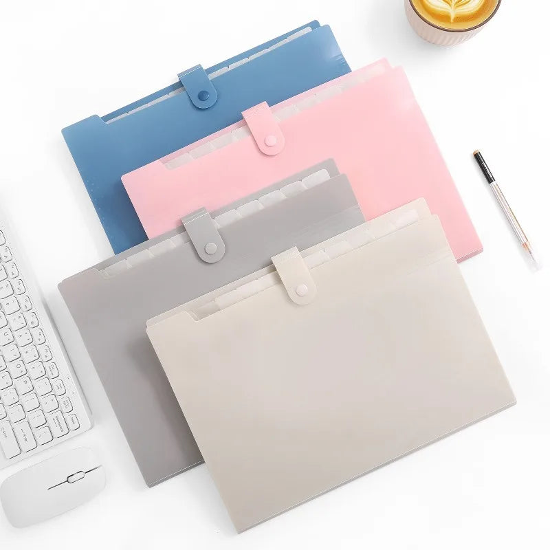 Accordion Folder A4 with 12 Compartments Folders with Macaron Color Labels Portable File Organization Suitable for School Use