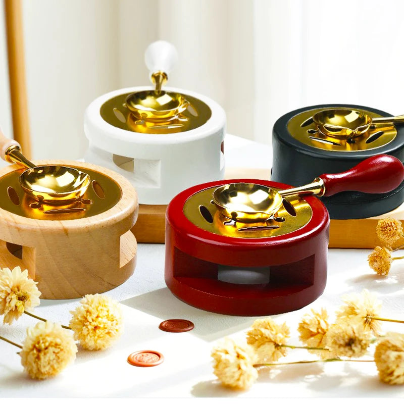 DIY Sealing Wax Spoon Bead Melting Heater Lacquer Furnace Solid Wood Stove Seal Supplies For Stamp Wax Stamp Craft Wedding Gifts