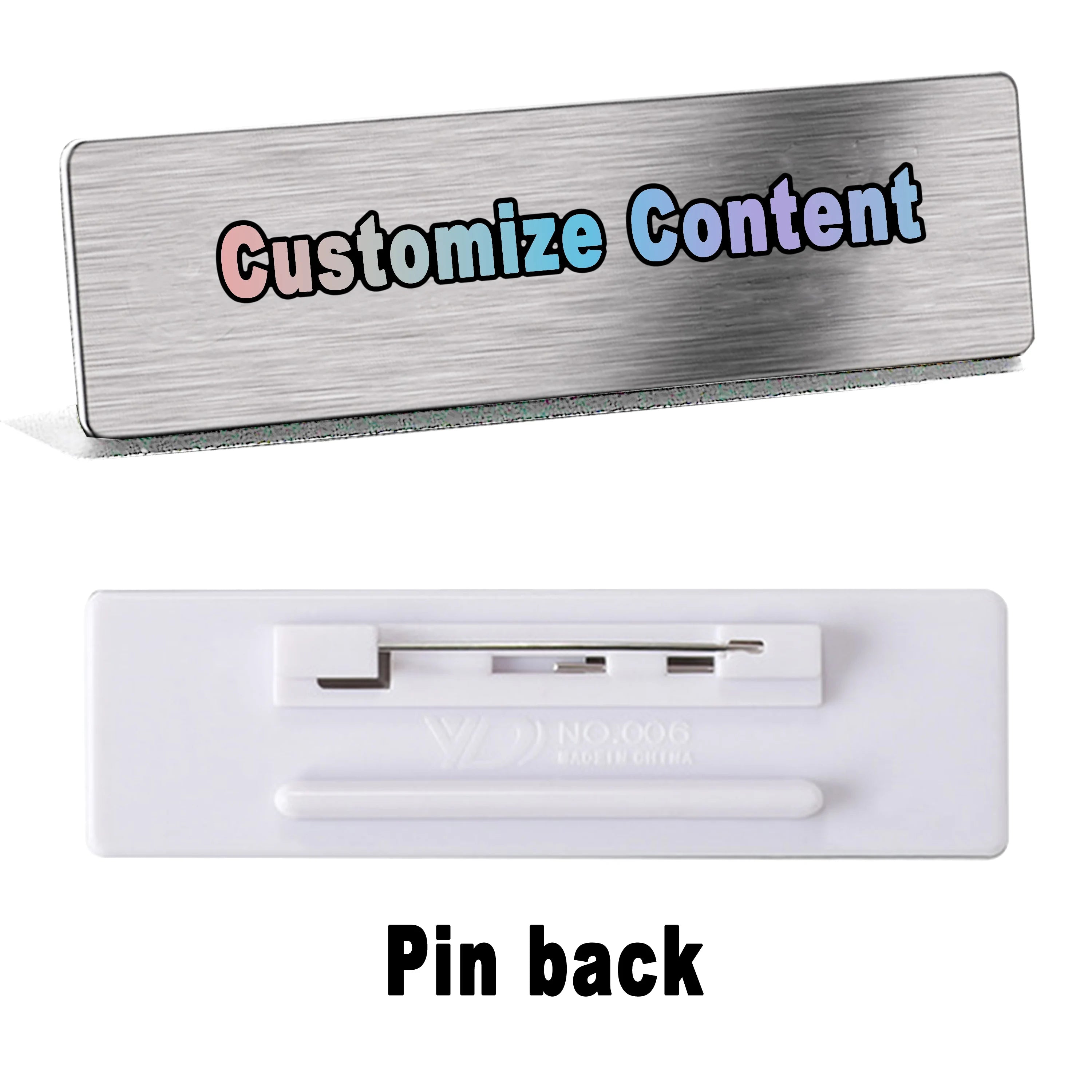 Personalized Name Tag Badges Identification Customized with Text&Logos, Stainless Steel Name for Clothing with Pin or Magnetic