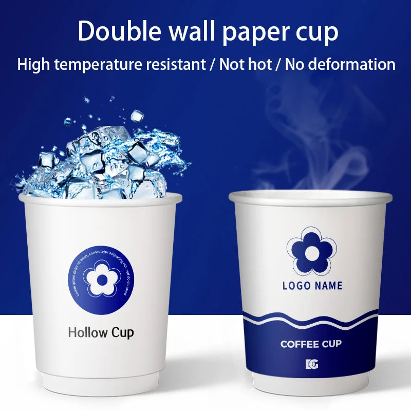 1000pcs 9oz 250ml double wall coffee cups, insulated double wall paper cups, company logo personalized customization wholesale
