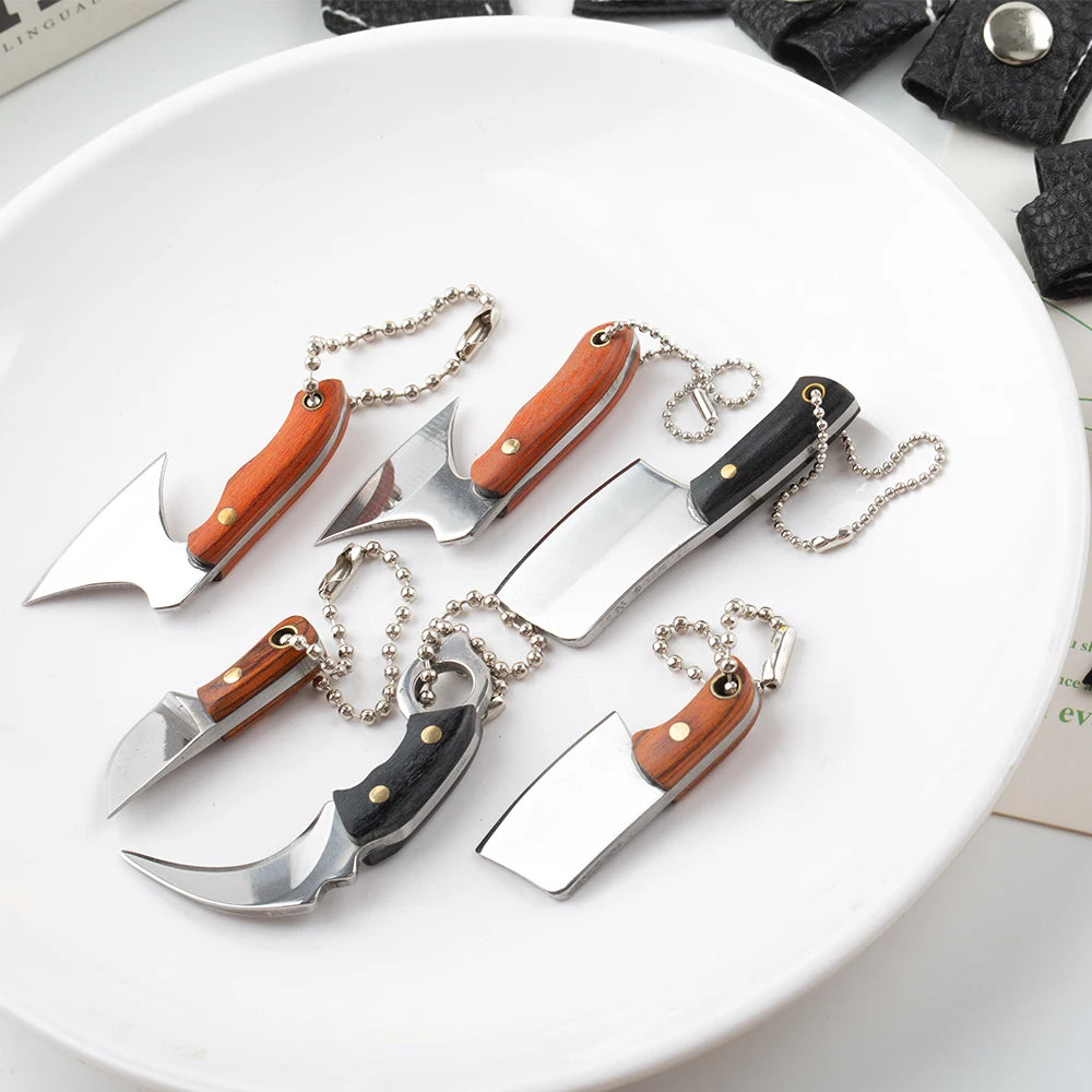 XUQIAN 6pcs Mini Knife Set Pocket Knife Set Tiny Knife Chef Keychain With Sheath For Package Opener Box Cutter Letter Opener