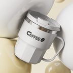 400ml Double Wall Insulated Coffee Mug 304 Stainless Steel Coffee Cup With Lid And Handle Reusable Water Cup
