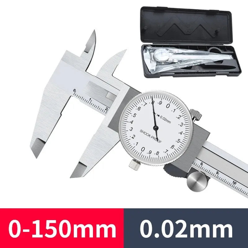 Vernier Calipers 0-150/200mm 0.02mm High Precision Anti-vibration Pachometer Dial Caliper Metal Gauge Ruler Depth Measuring Tool