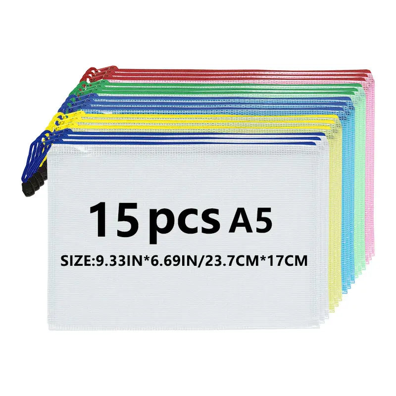 Christmas Stickers A5 Mesh Zipper Bag, Document Storage Bag, Waterproof And Rip-Proof Folder, Student Office Mobile Supplies