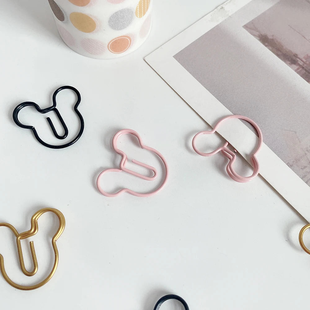 20pcs cartoon gold rose gold Paperclip on Book Paper Creative Paper Clips Students Stationery Office School Binding Supplies