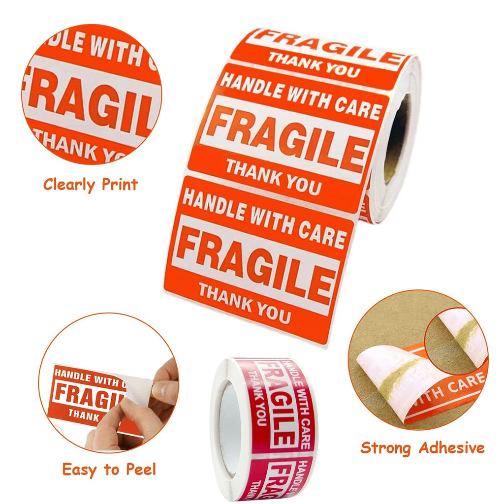 2"x 3" Fragile Stickers 500 Labels Per Roll Strong Adhesive (Handle with Care,Thank You) Labels for Shipping Moving,Do Not Bend